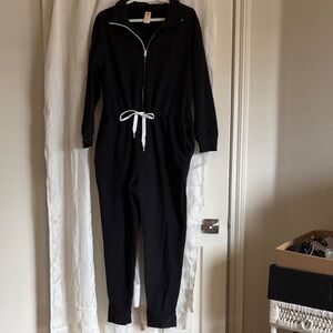 Smash + Tess Shay Romper, Midnight Black with White Drawstring/zipper, XL